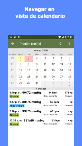 Monitor de presión arterial screenshot