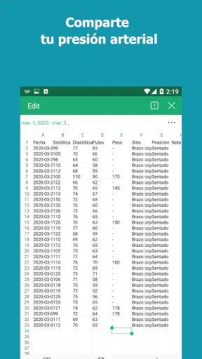 Monitor de presión arterial screenshot