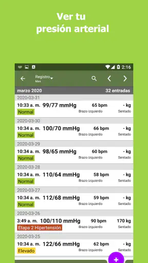 Monitor de presión arterial screenshot