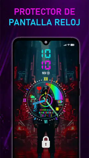 Neon Digital Clock Smart Watch screenshot