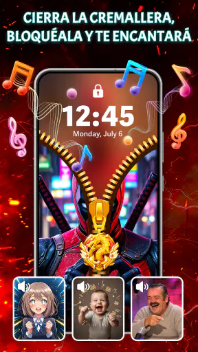 Pantalla Bloqueo Zíper & Fondo screenshot