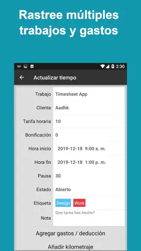 Parte de horas - Horas trabajo screenshot