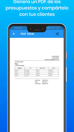PLANTILLA PRESUPUESTO CLIENTES screenshot