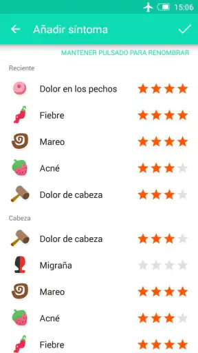 Registro del periodo ovulación screenshot