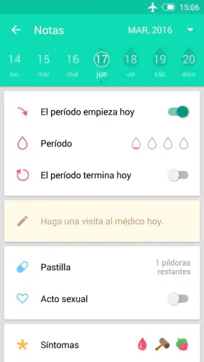 Registro del periodo ovulación screenshot