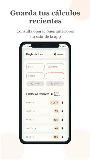 Regla de Tres con Historial screenshot