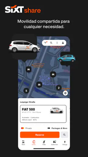 SIXT rent. share. ride. plus. screenshot