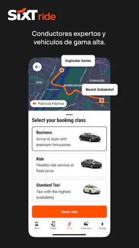 SIXT rent. share. ride. plus. screenshot