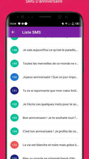 SMS Anniversaire 2025 screenshot