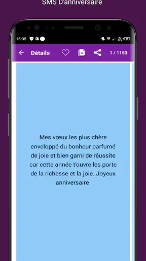 SMS Anniversaire 2025 screenshot