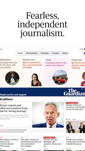 The Guardian - Live World News screenshot