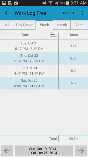 Work Log Pro screenshot