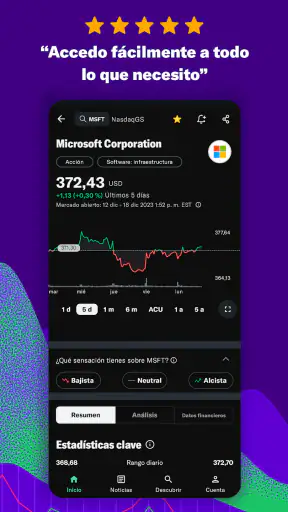 Yahoo Finanzas screenshot