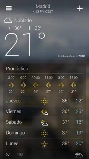 Yahoo Tiempo screenshot