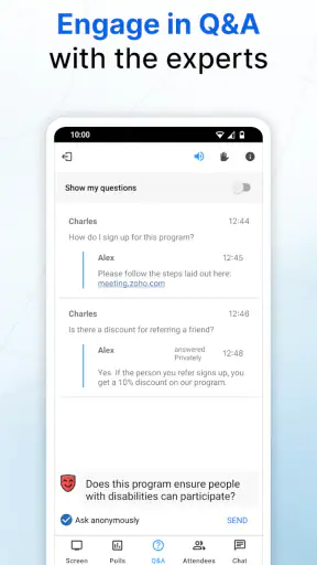 Zoho Meeting - Reuniones línea screenshot