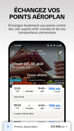 Air Canada + Aéroplan screenshot