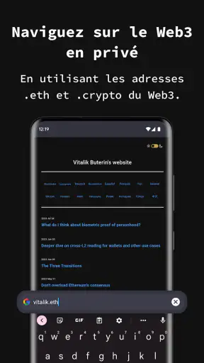 Application navigateur privé screenshot
