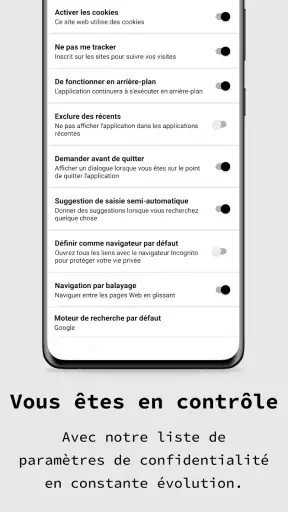 Application navigateur privé screenshot