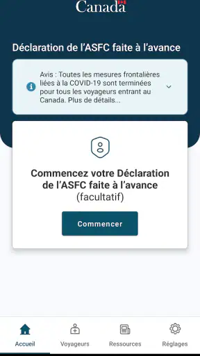 ArriveCAN screenshot