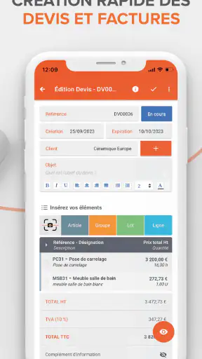 Artinove, Devis Facture facile screenshot