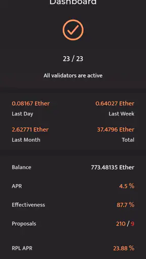 Beaconchain Dashboard screenshot