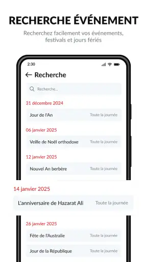 Calendrier screenshot