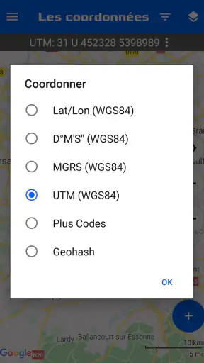 Carte des coordonnées GPS screenshot