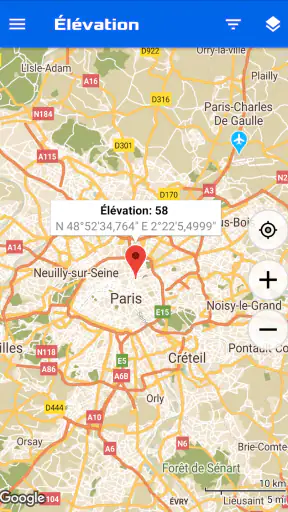 Carte des coordonnées GPS screenshot