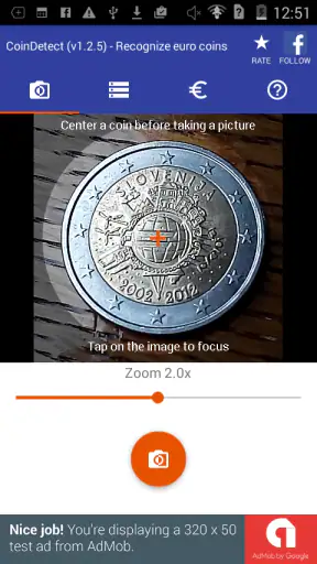 Détecteur de pièces en euros screenshot