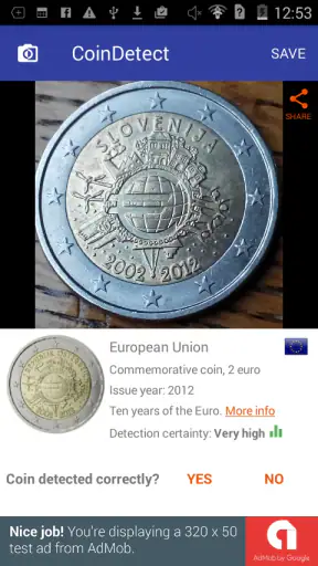 Détecteur de pièces en euros screenshot