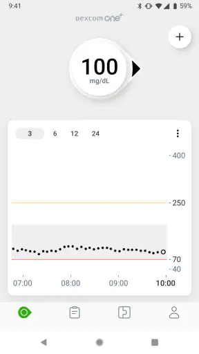 Dexcom ONE+ screenshot