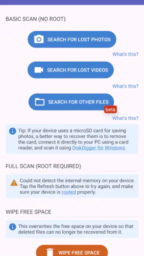 DiskDigger photo/file recovery screenshot