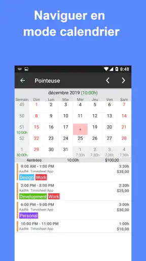 Feuille temps - Heures travail screenshot