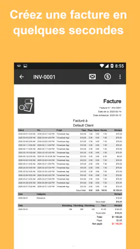 Feuille temps - Heures travail screenshot
