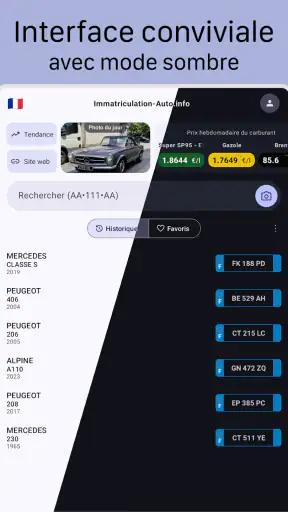 Immatriculation du véhicule screenshot