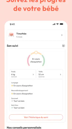 Malo | Suivi évolution bébé screenshot