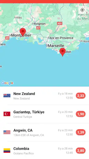 Mes Alertes de Séismes screenshot