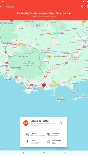 Mes Alertes de Séismes screenshot