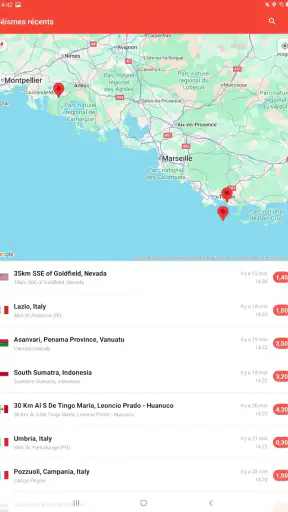 Mes Alertes de Séismes screenshot