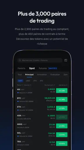 MEXC : Achat de BTC et crypto screenshot