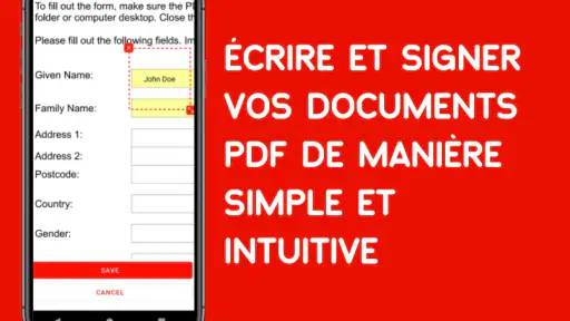 Modifier PDF, signer, écrire screenshot