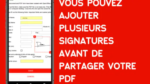 Modifier PDF, signer, écrire screenshot