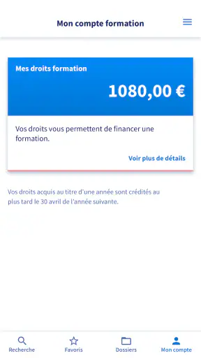 Mon compte formation screenshot