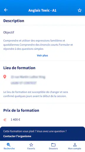 Mon compte formation screenshot