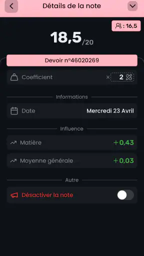 MoyennesED screenshot