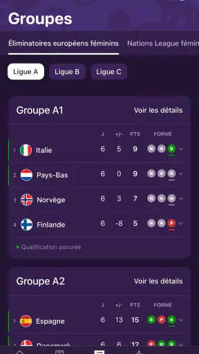 Nations League et EURO féminin screenshot