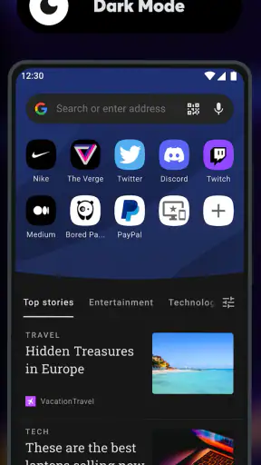 Navigateur Opera bêta screenshot