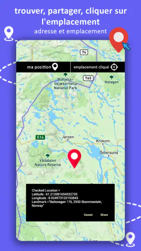 Navigation GPS, cartes et screenshot