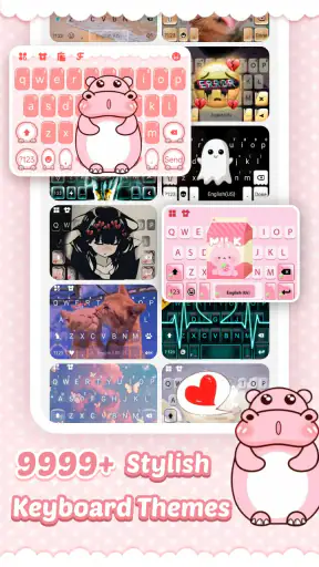 Pink Cute Hippo Thème screenshot