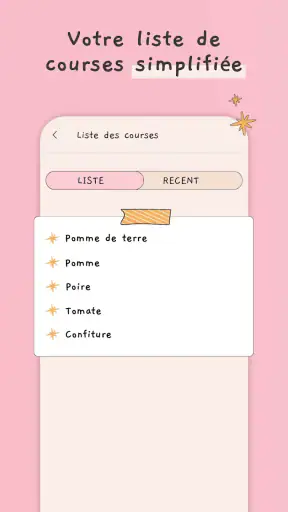 Planning repas semaine screenshot